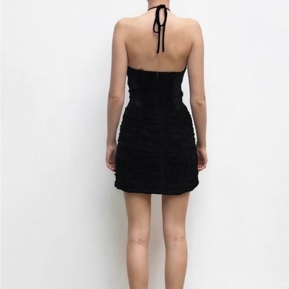 Zara Draped Velvet Mini Halter Dress - Picture 2 of 5